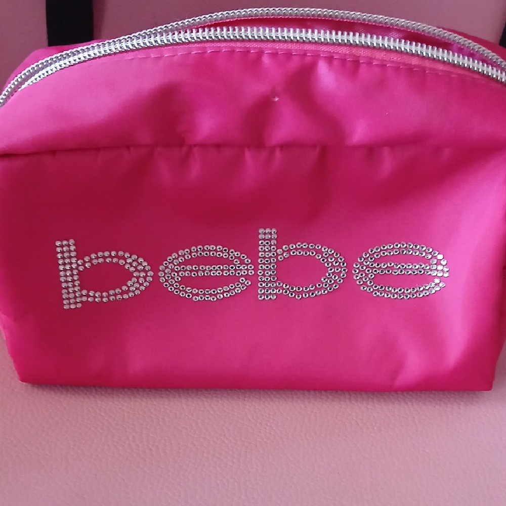 Bebe Pink Cosmetic Bag with Silver Detailing
